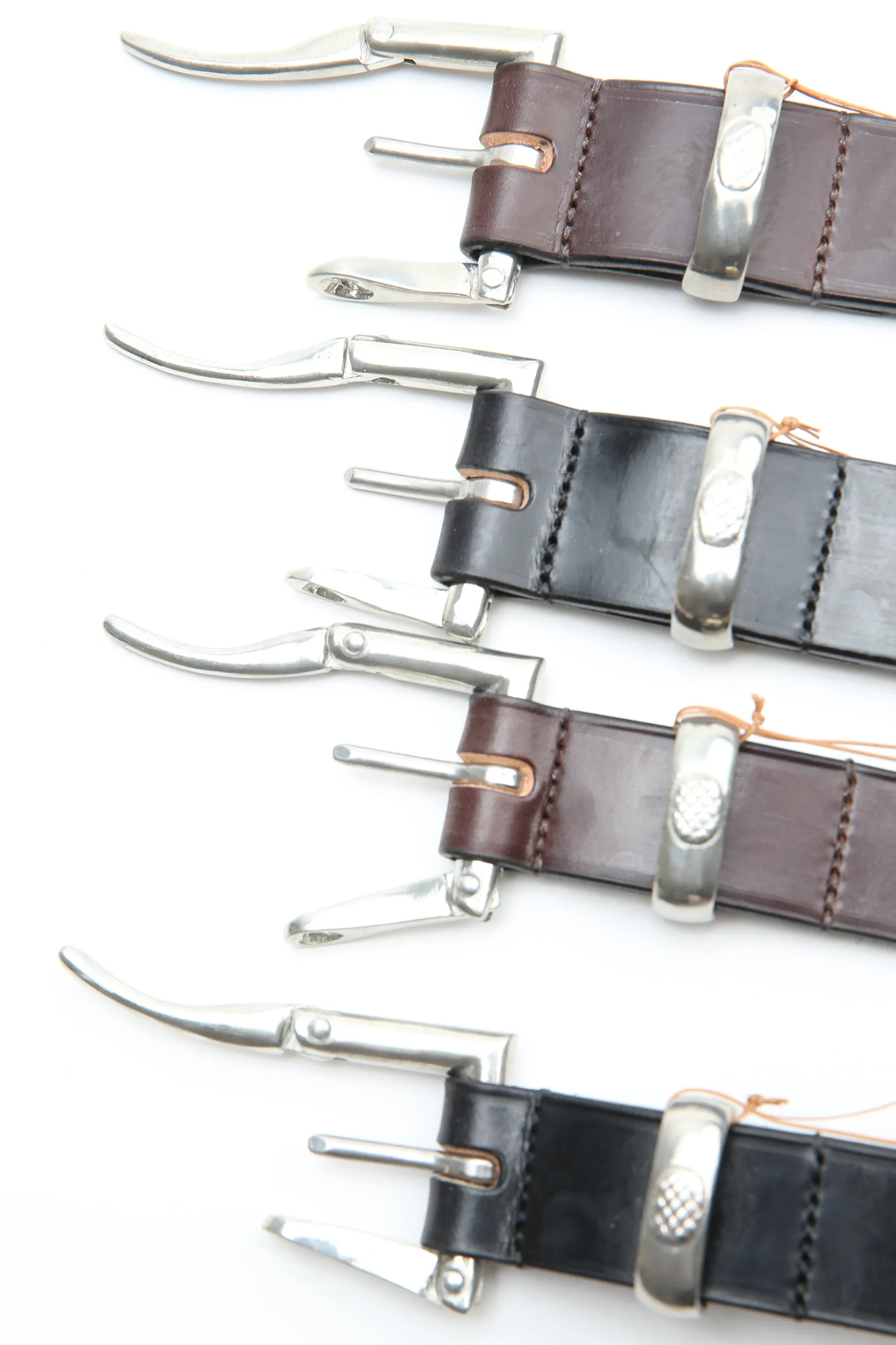 Faizey Leather 1.25" Quick Release Pewter Buckel Belt - Chestnut