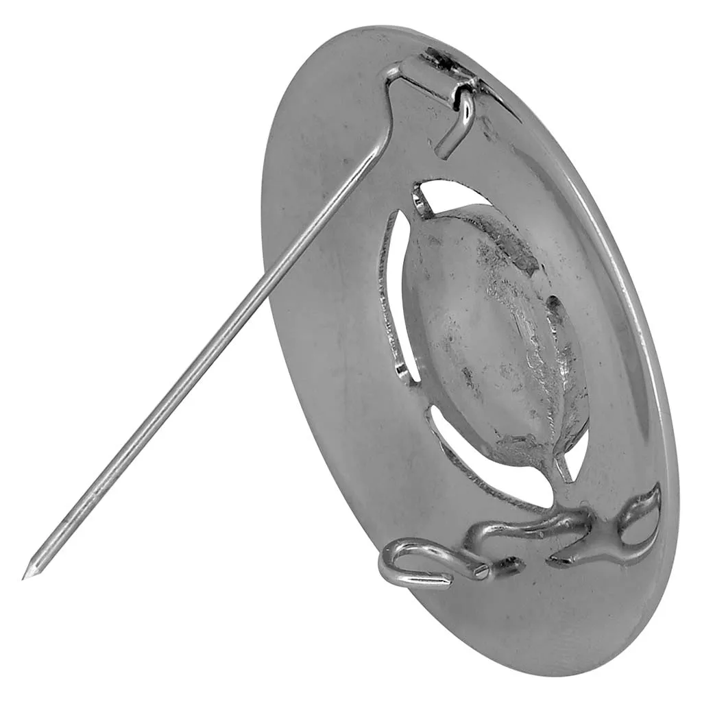 Fancy Amber Stone Fly Plaid Brooch Silver