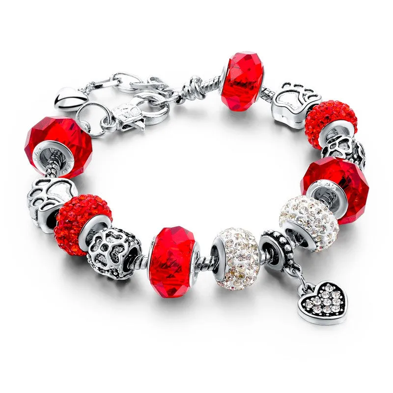 Fashion DIY Crystal&Glass Beads Charm Bracelets For Women Snake Chain Bracelets & Bangles