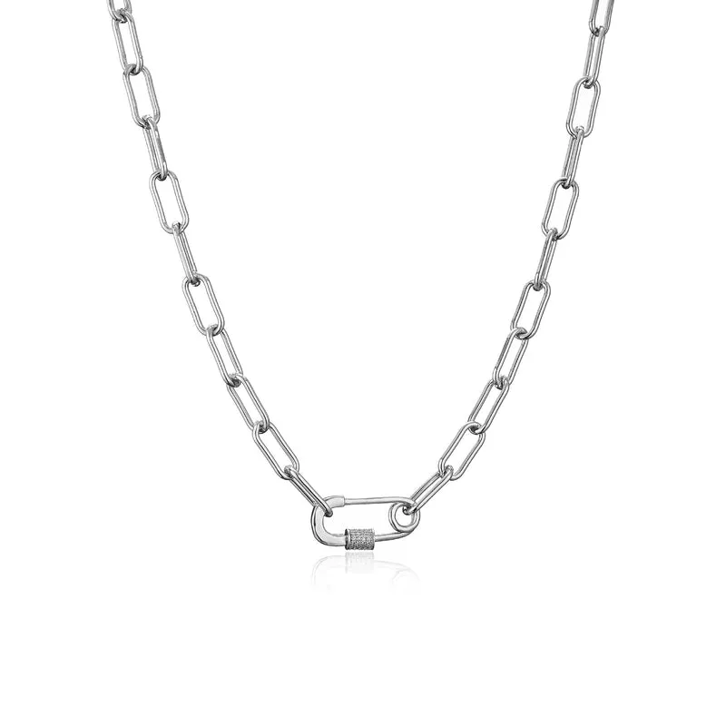 Fashion Micro-inlaid Zircon Pin Chain Stainless Steel Necklace Bracelet Wholesale