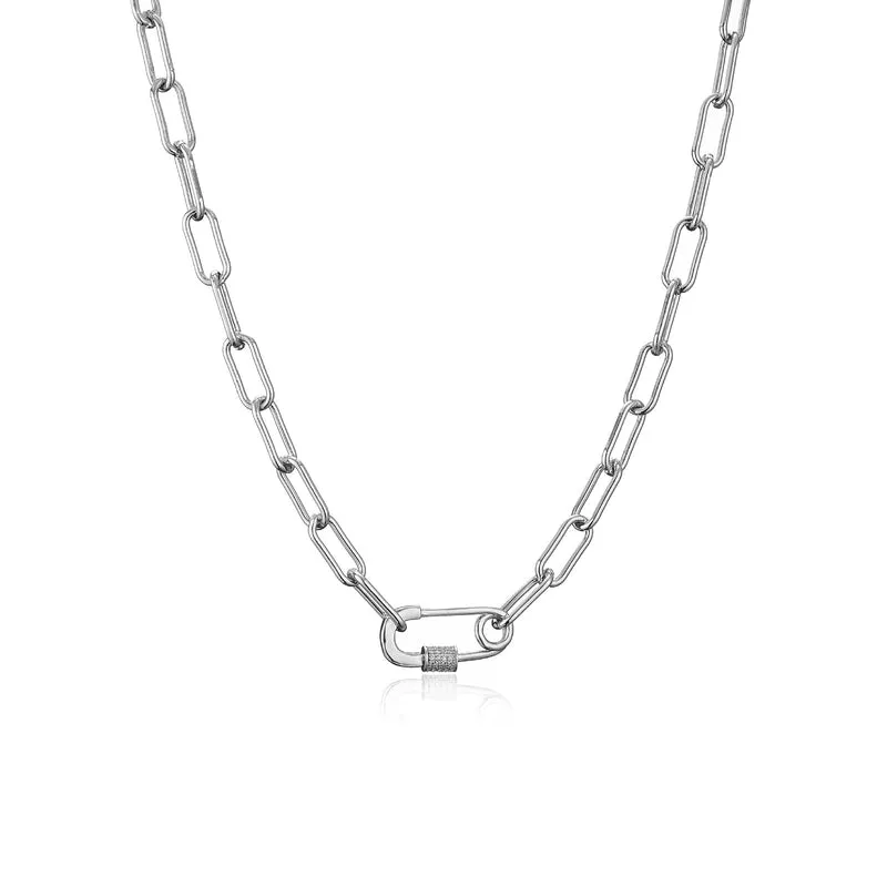 Fashion Micro-inlaid Zircon Pin Chain Stainless Steel Necklace Bracelet Wholesale