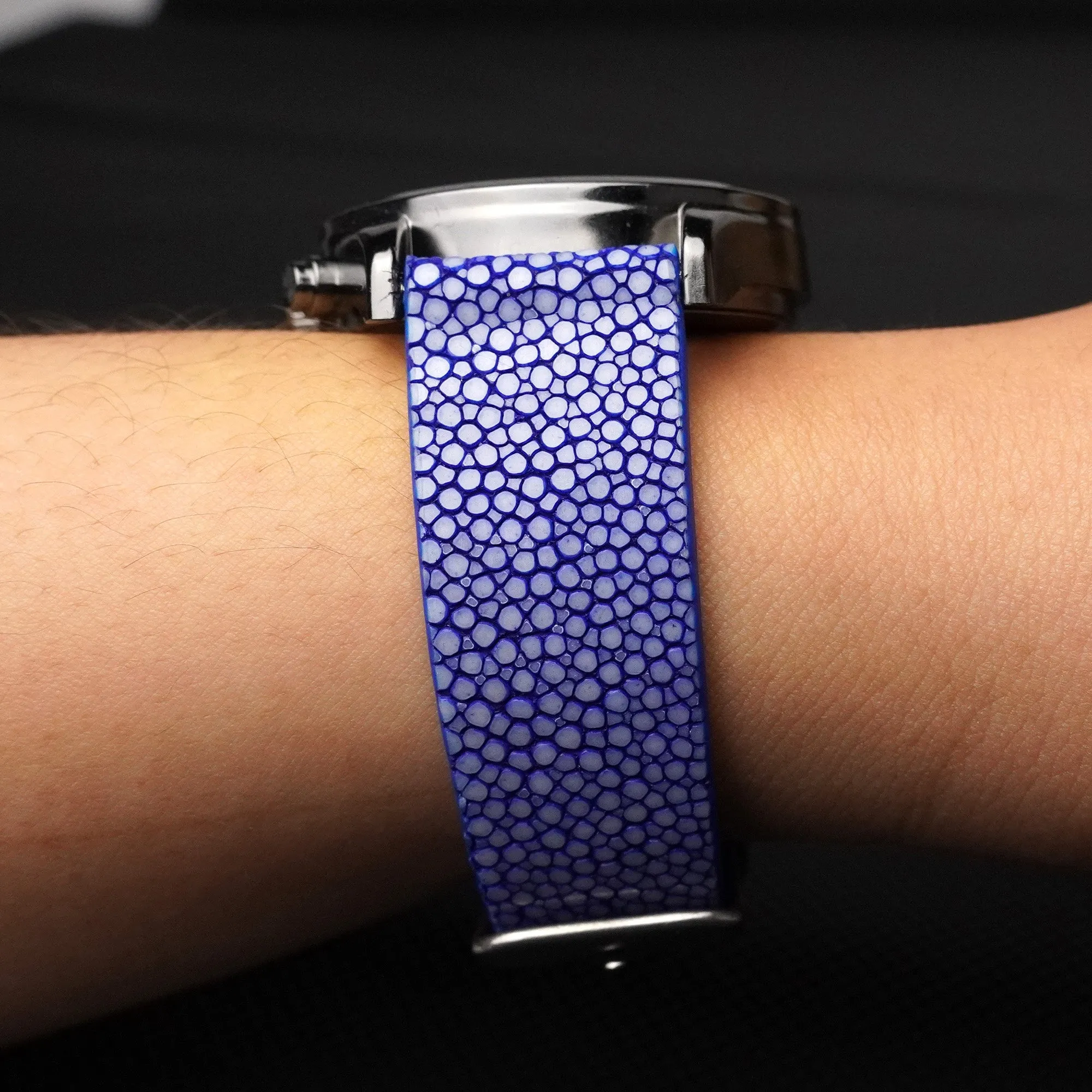 Flat Blue Stingray Leather Watch Band