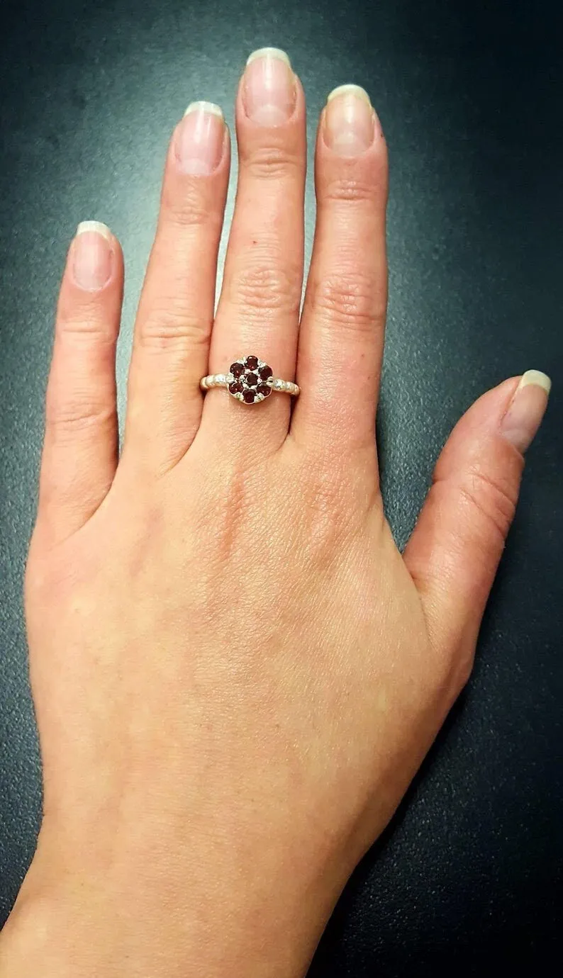 Flower Amethyst Ring - Purple Flower Ring - Daisy Ring