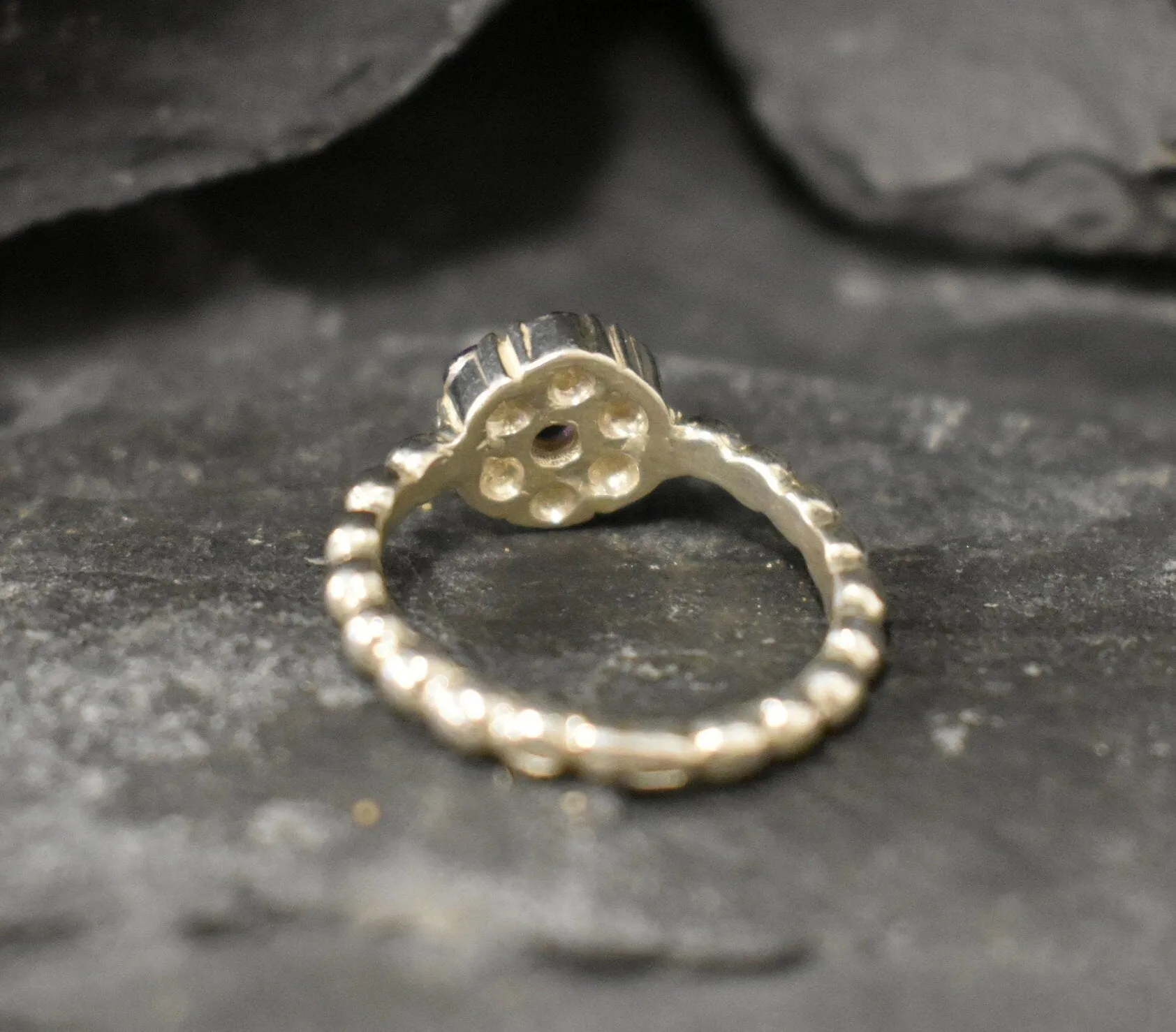 Flower Amethyst Ring - Purple Flower Ring - Daisy Ring