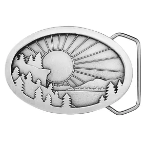 Forest Lake Sunrise Pewter Belt Buckle