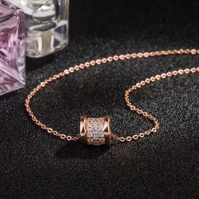Full Zircon Circles Wheel  Pendant Silver Necklace for Women