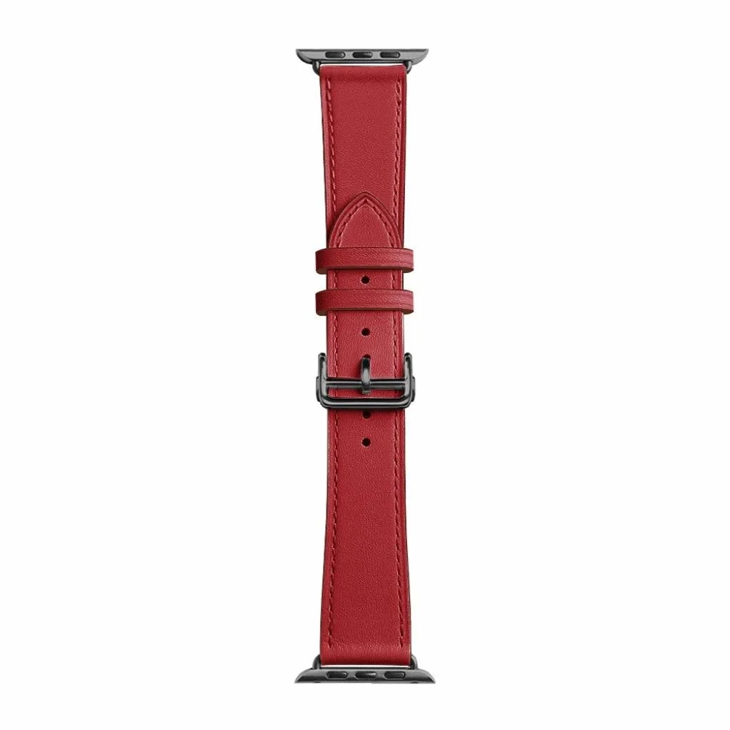 Genuine leather rose gold buckle watch band for Apple Watch Series 6 / 5 44mm - Red