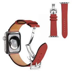 Genuine leather silver buckle watch band for Apple Watch Series 6 / 5 40mm - Light Brown