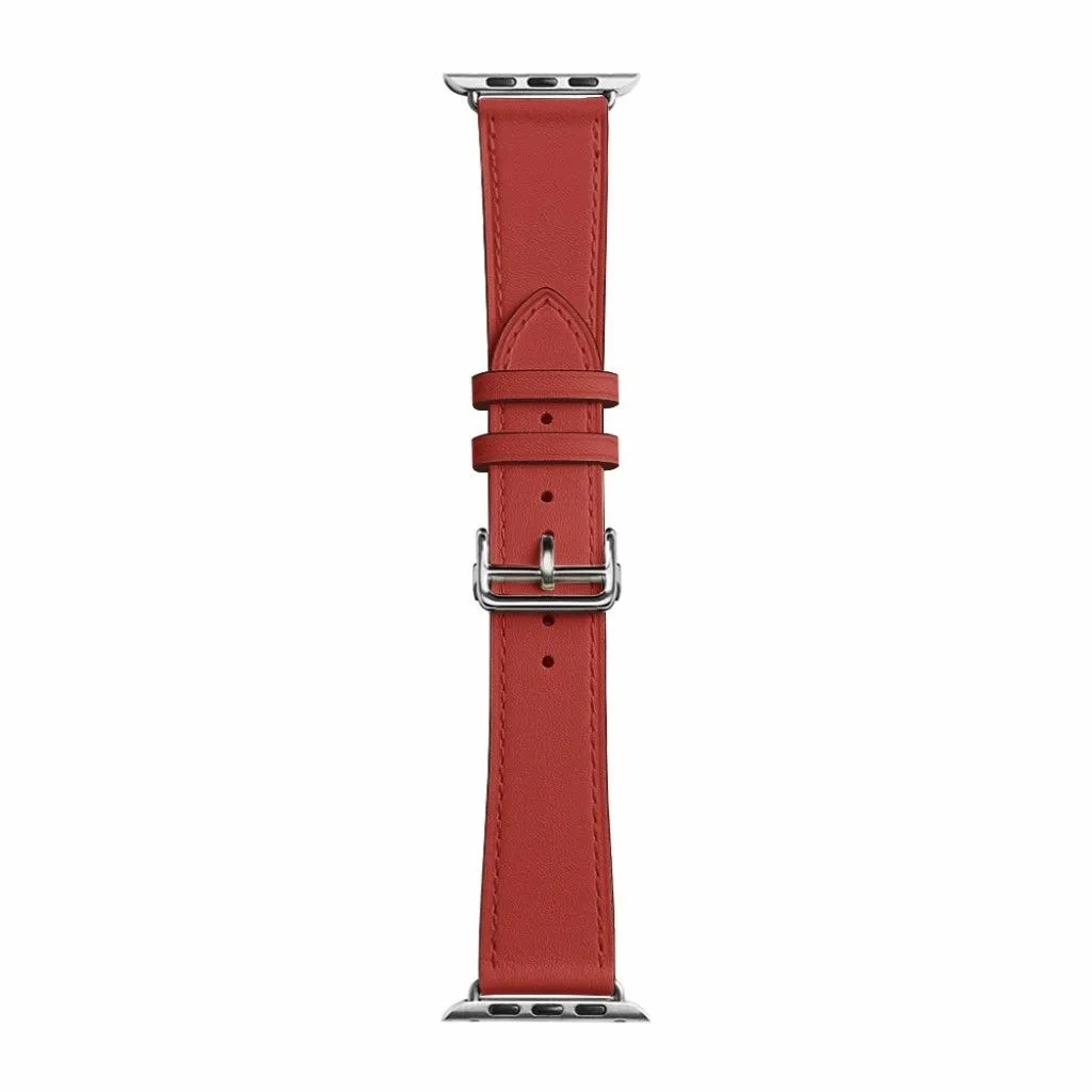 Genuine leather silver buckle watch band for Apple Watch Series 6 / 5 40mm - Light Brown