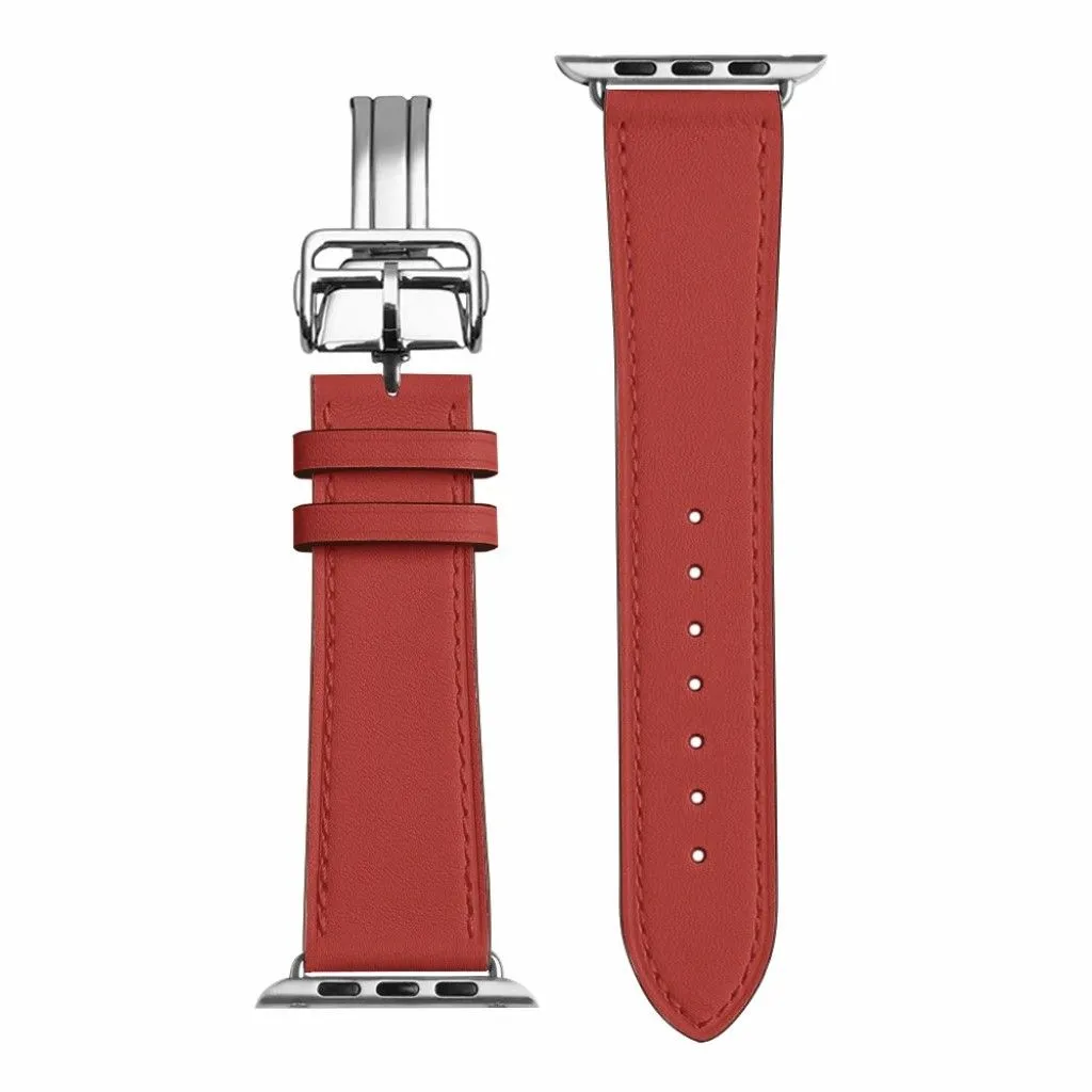 Genuine leather silver buckle watch band for Apple Watch Series 6 / 5 40mm - Light Brown