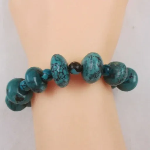 Genuine Turquoise  Beaded Bracelet Bold Look