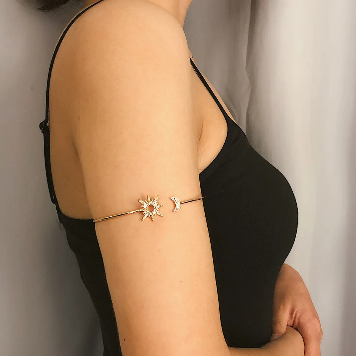 Geometric Zircon Adjustable Bracelet Approximately Micro-inlaid Sun And Moon Arm Bracelet