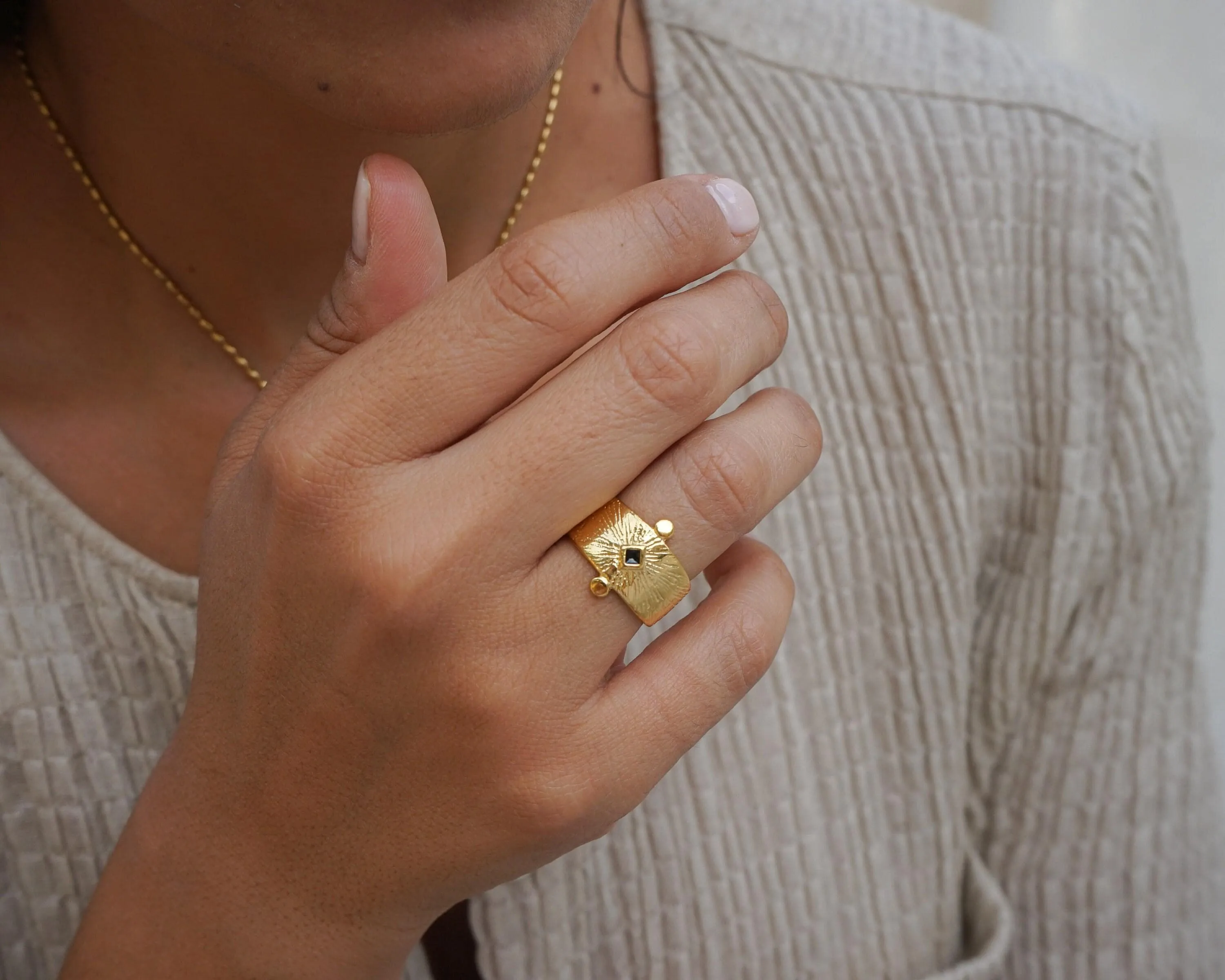 Gold Ethnic Rhombus Ring