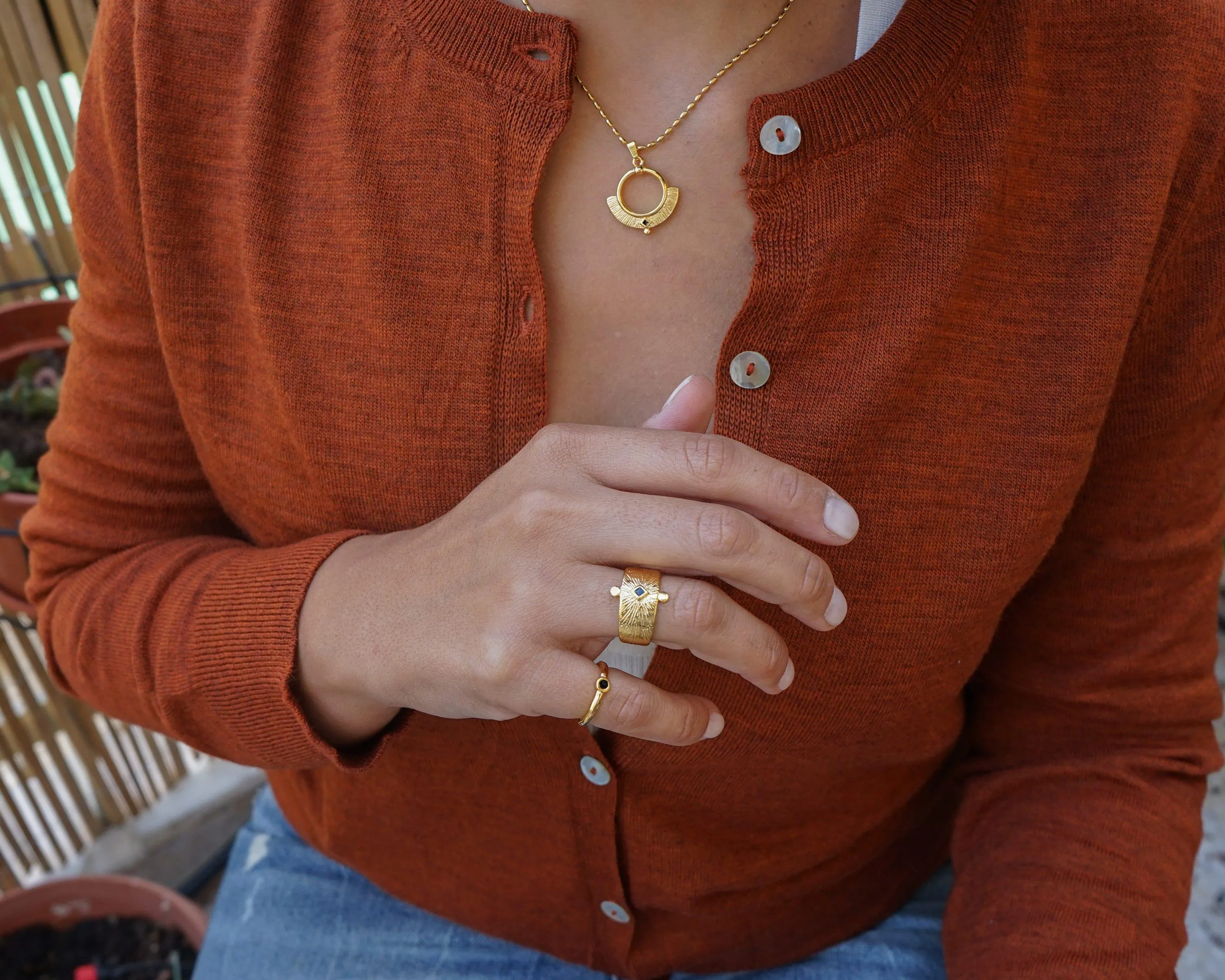 Gold Ethnic Rhombus Ring