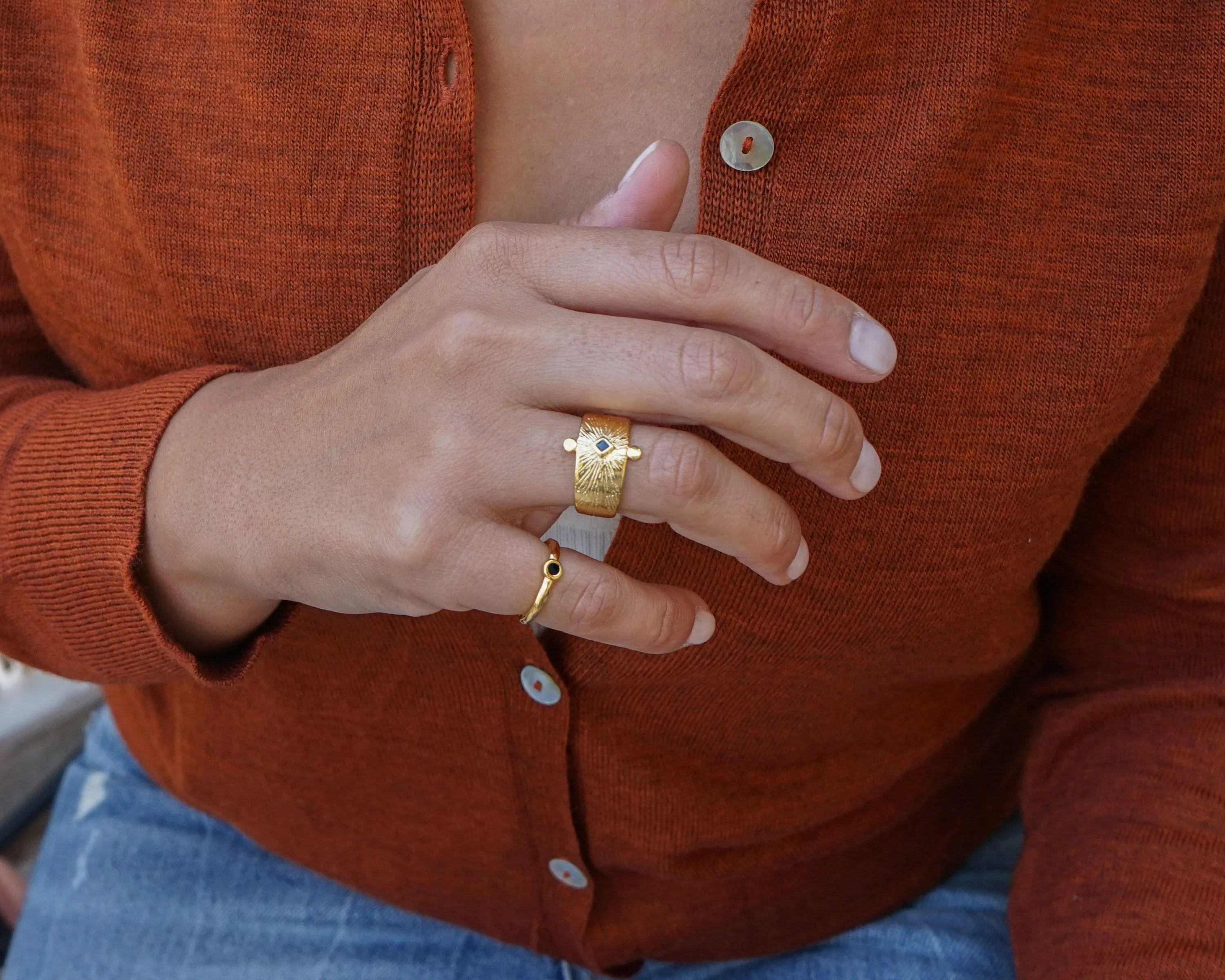 Gold Ethnic Rhombus Ring