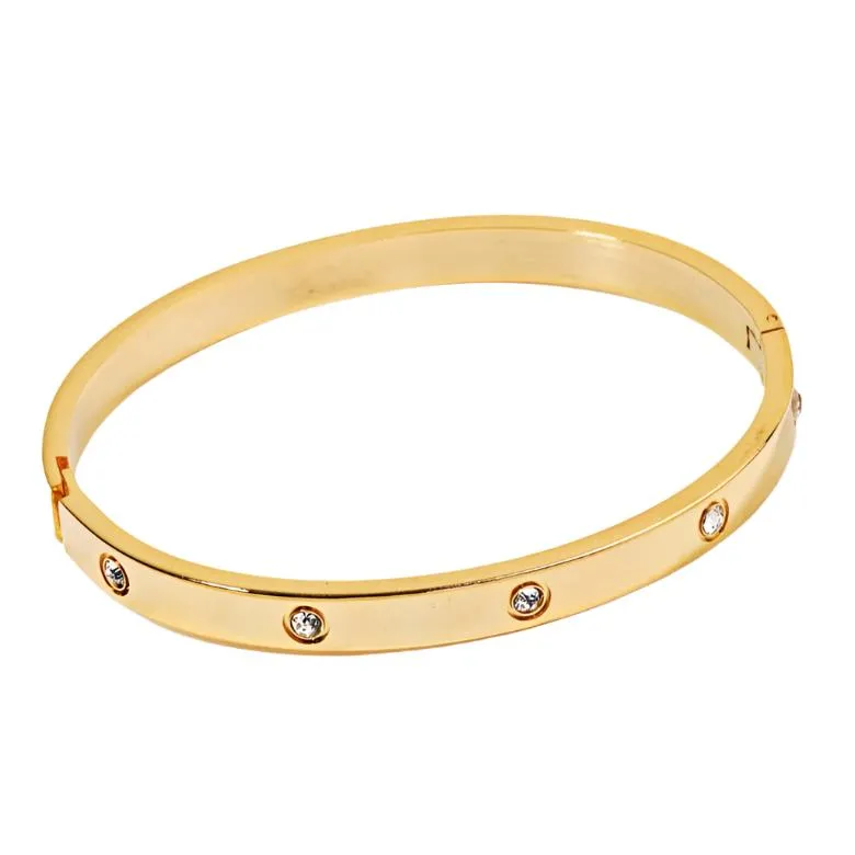 Gold Rhinestone Bangle Bracelet