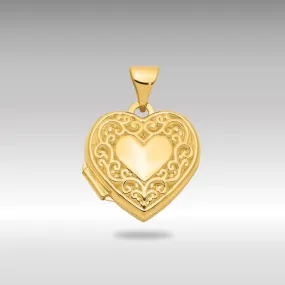 Gold Scroll Heart Locket Pendant - Model XL131
