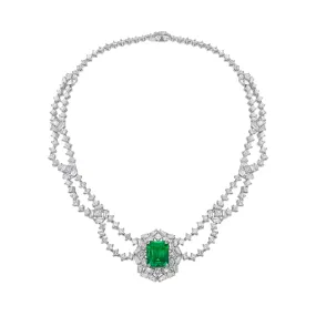 GRS Certified 11.80CT Colombia Emerald Necklace