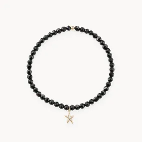 guidance bright star black spinel stretch bracelet - 14k yellow gold