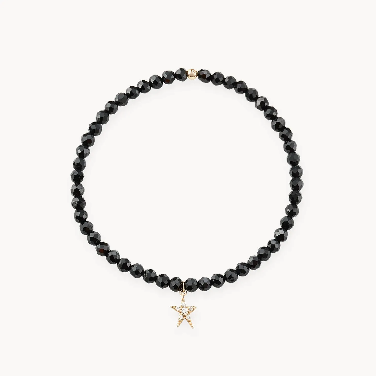 guidance bright star black spinel stretch bracelet - 14k yellow gold
