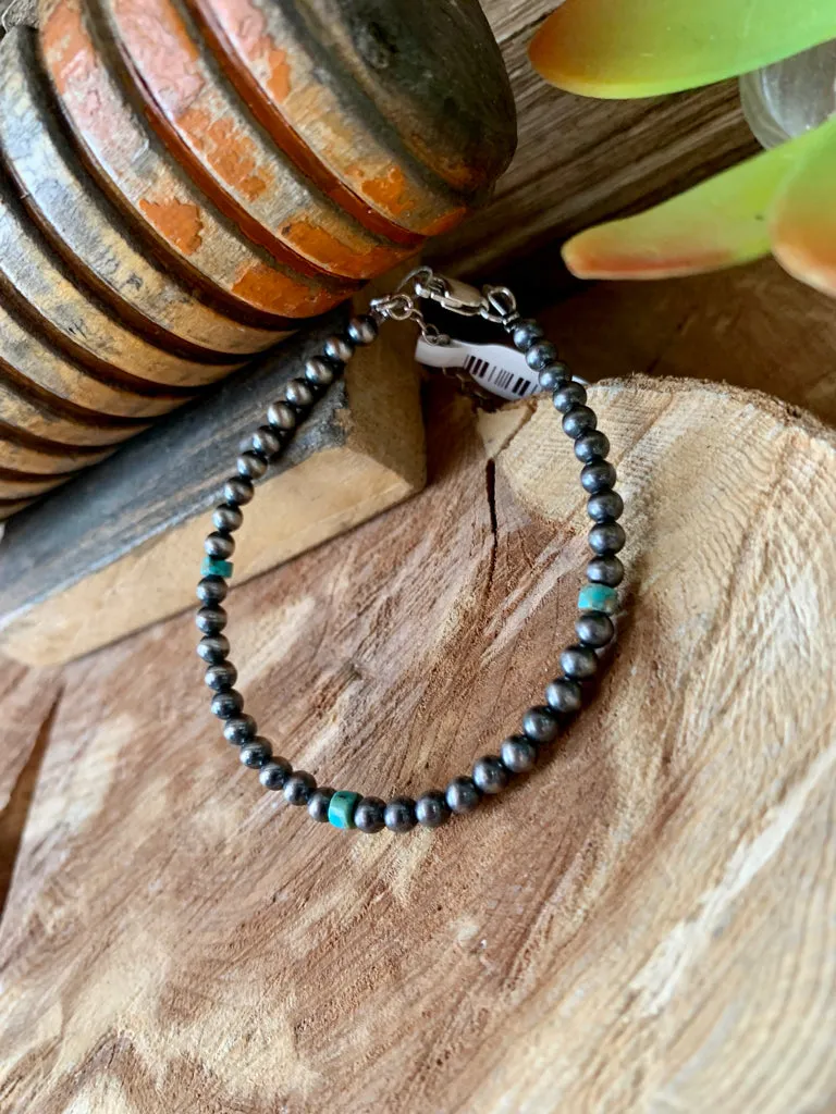 Handmade Navajo Pearl & Turquoise Bracelet