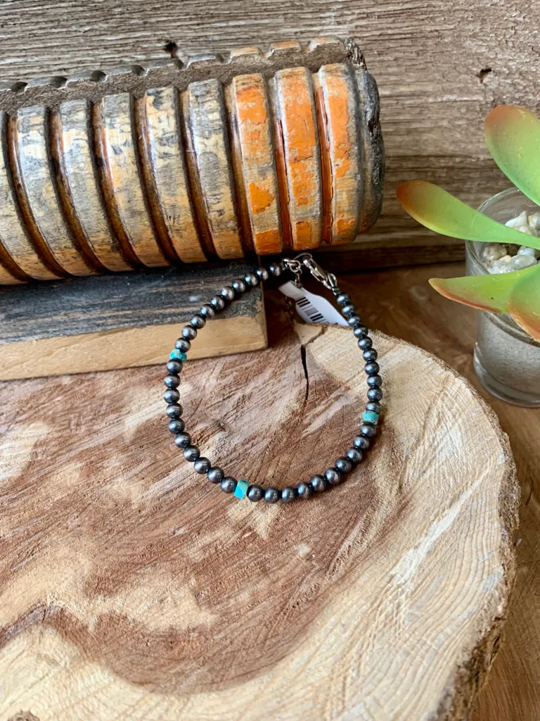 Handmade Navajo Pearl & Turquoise Bracelet