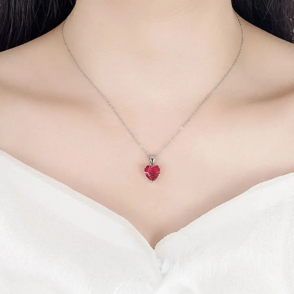 Heart Zircon 925 Sterling Silver Jewelry Set - Ring, Earrings & Necklace