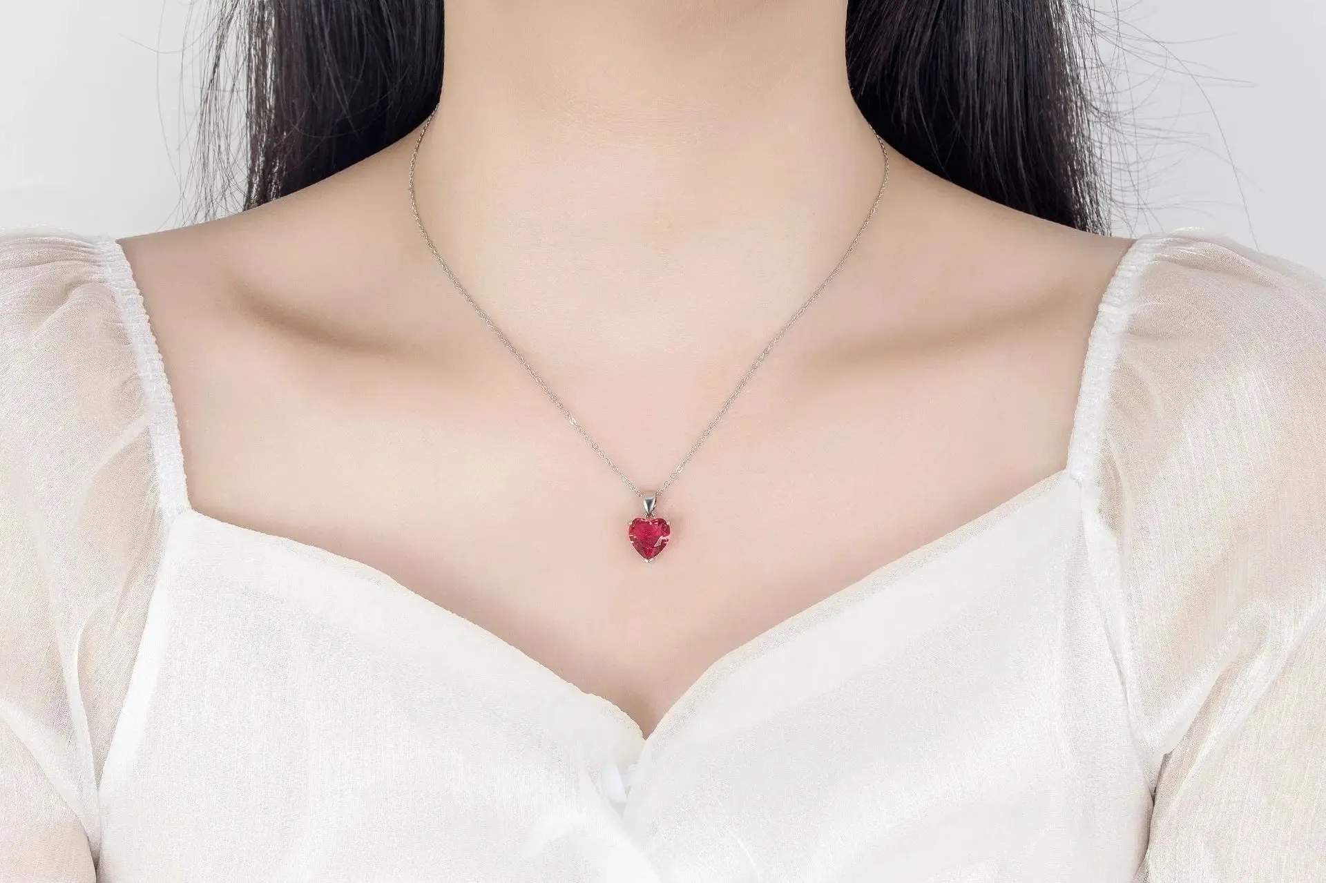 Heart Zircon 925 Sterling Silver Jewelry Set - Ring, Earrings & Necklace