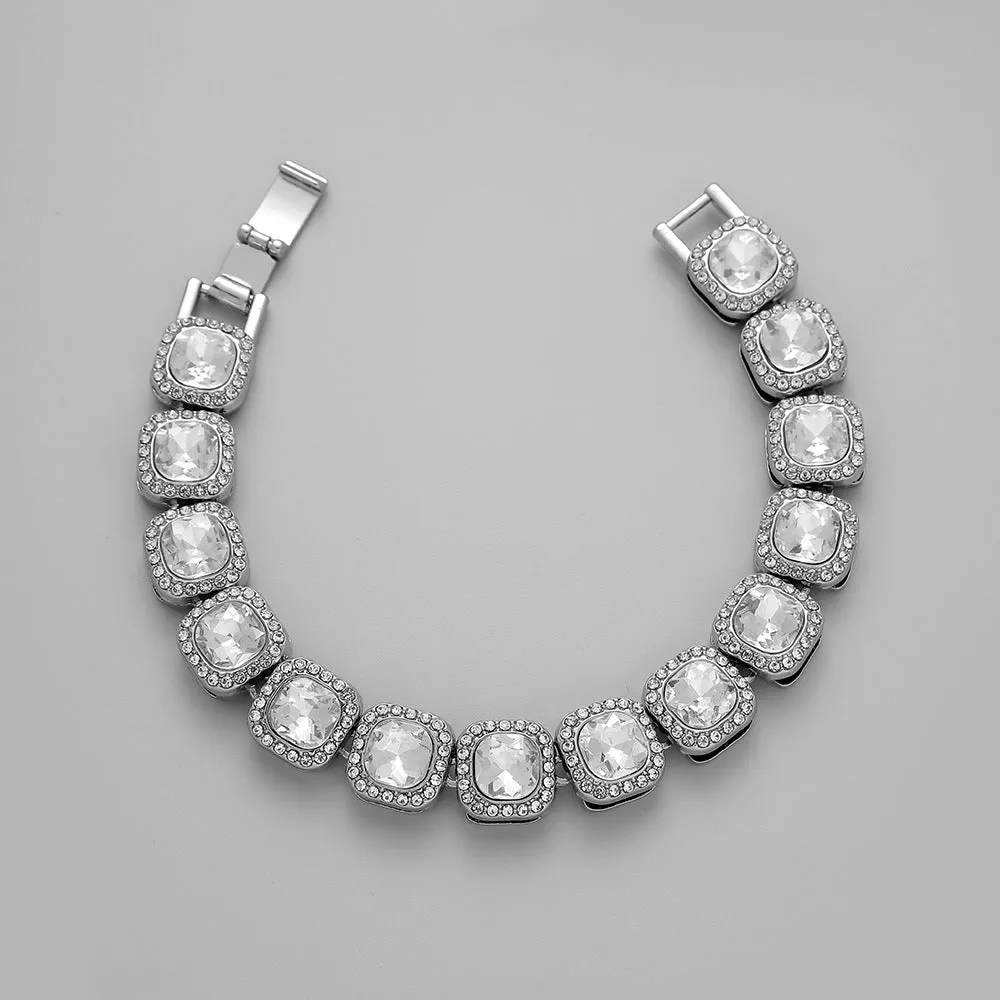 Hip-Hop Style, Simple Geometric Square Diamond Bracelet