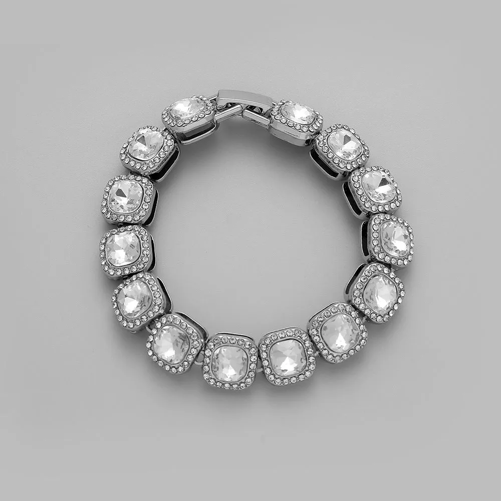 Hip-Hop Style, Simple Geometric Square Diamond Bracelet