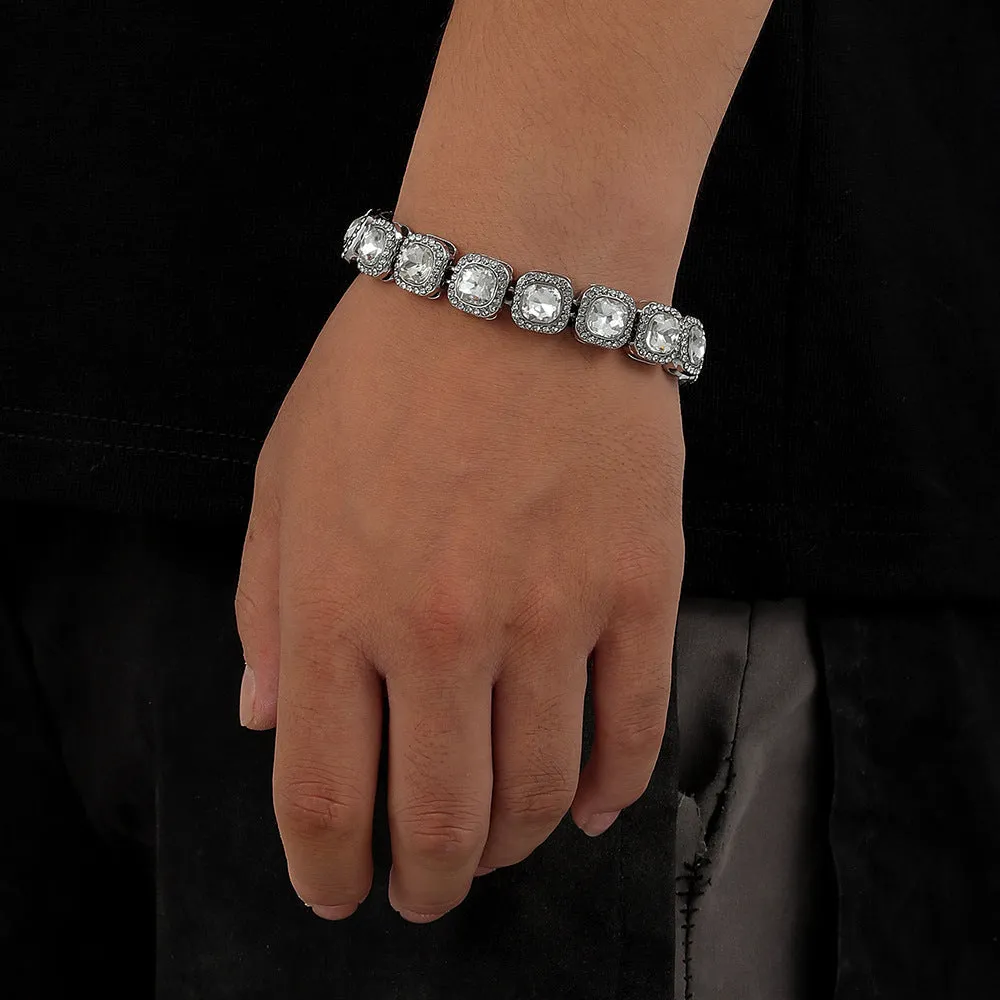 Hip-Hop Style, Simple Geometric Square Diamond Bracelet
