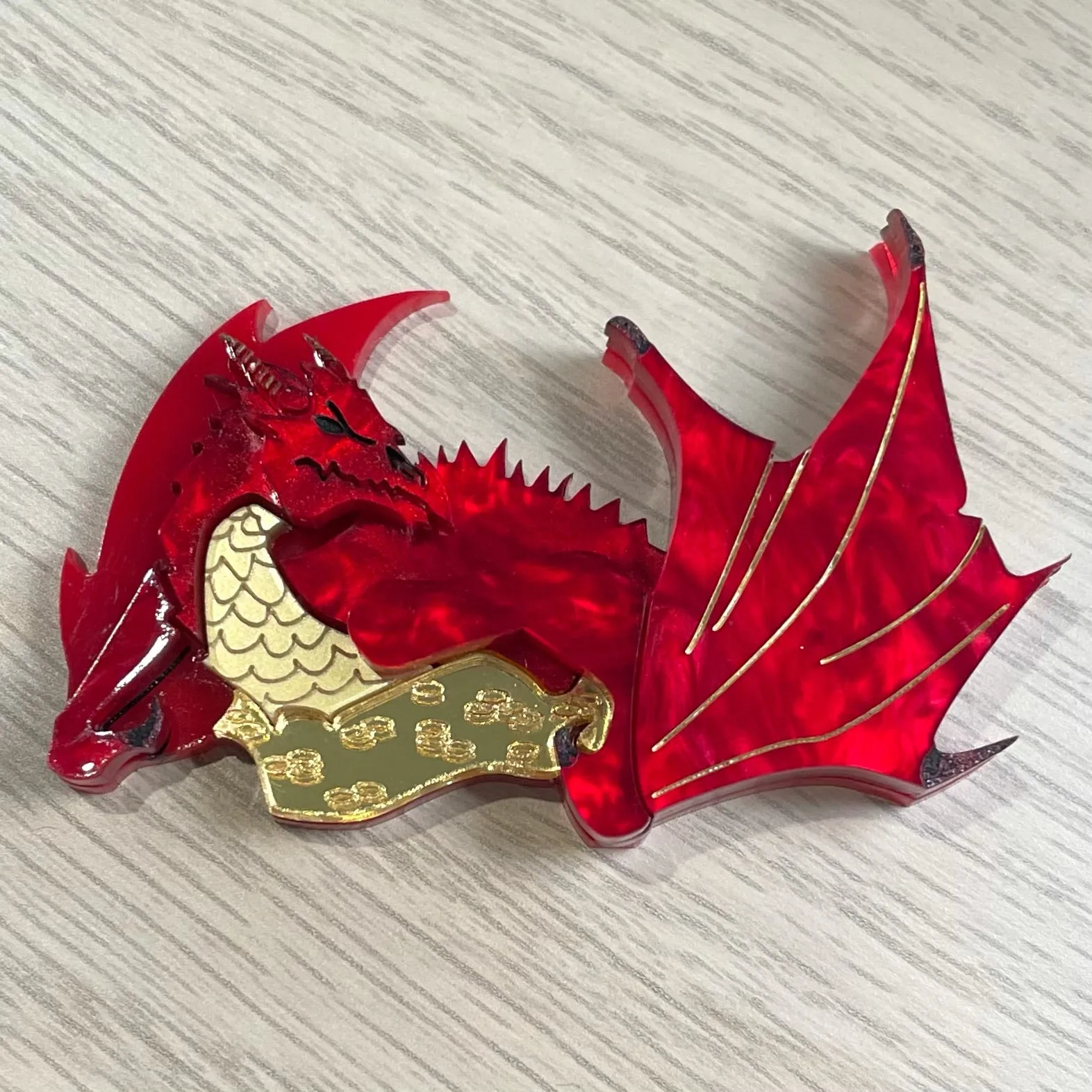 Hoarding Red Dragon - Brooch