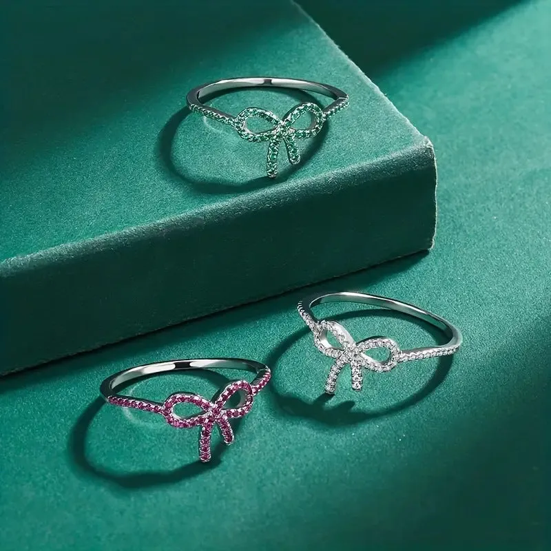 Hot-selling supply micro-paved zircon bow fashion design light luxury style women's index finger ring
