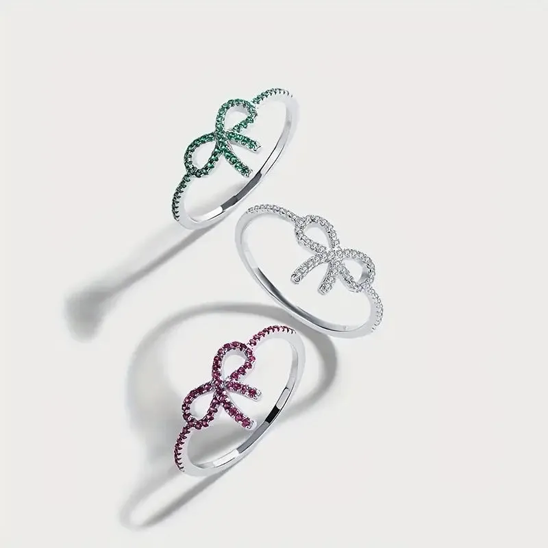 Hot-selling supply micro-paved zircon bow fashion design light luxury style women's index finger ring