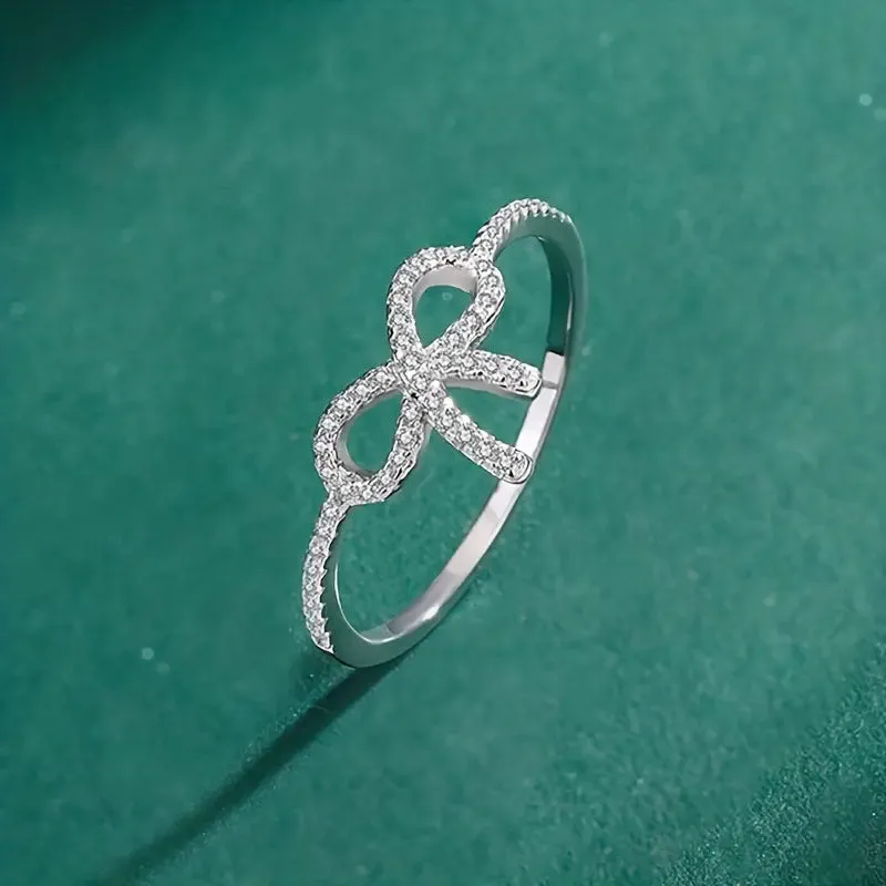 Hot-selling supply micro-paved zircon bow fashion design light luxury style women's index finger ring