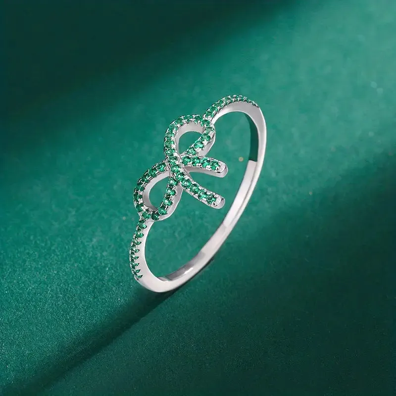 Hot-selling supply micro-paved zircon bow fashion design light luxury style women's index finger ring
