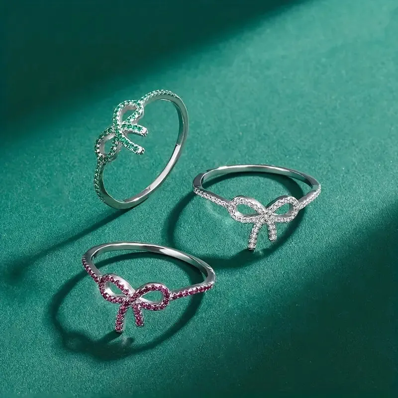 Hot-selling supply micro-paved zircon bow fashion design light luxury style women's index finger ring
