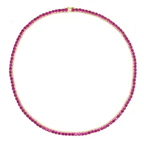 Ibiza Ruby Red CZ's 4 Prong Tennis Necklace