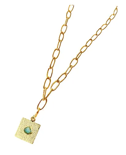 Iris Basic Chain Collection Colombian Raw Emerald & 24k Gold Plated Chain