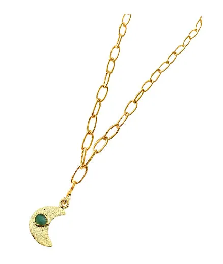 Iris Basic Chain Collection Colombian Raw Emerald & 24k Gold Plated Chain