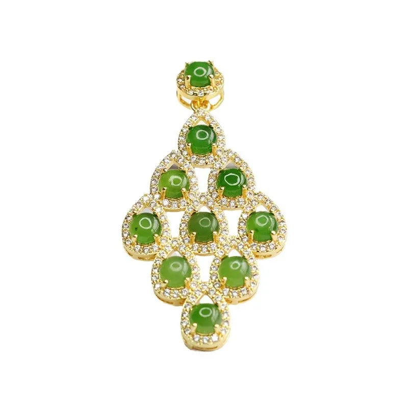 Jade Rhombus Necklace with Sterling Silver Chain