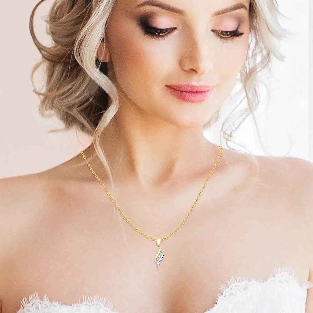 KATARINA Three Stone Diamond Fashion Pendant Necklace (1/4 cttw)