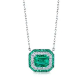 Kwiat Platinum Colombian Emerald and Diamond Necklace