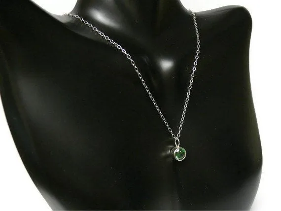 Layering necklace • Emerald Green CZ solitaire necklace