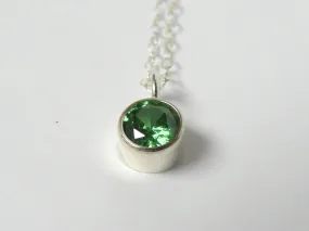 Layering necklace • Emerald Green CZ solitaire necklace