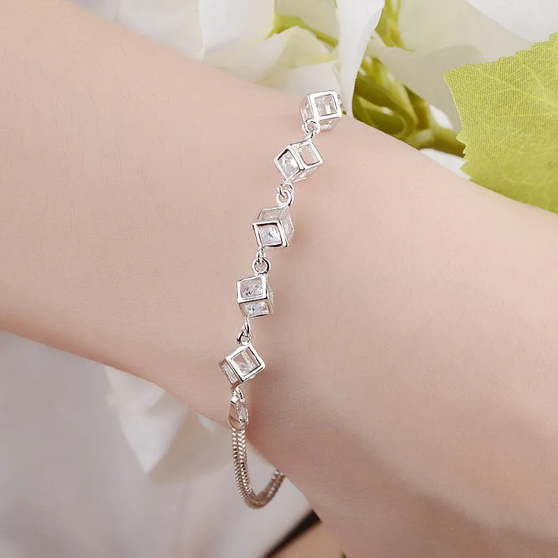 Love Rubik's Cube Crystal Bracelet