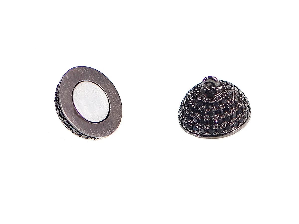 Magnetic Round Clasp Cubic Zirconia Rhinestones Spacer 18K Plated Metal Finding Connector Charm Beads