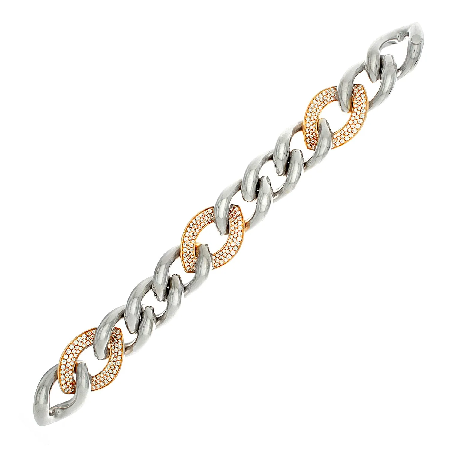 Magnificent Diamond Two-Tone Gold Link Bracelet