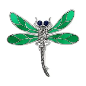 Markasit Mit Grün Emaillieren 925 Sterling Silver Libellen-brosche