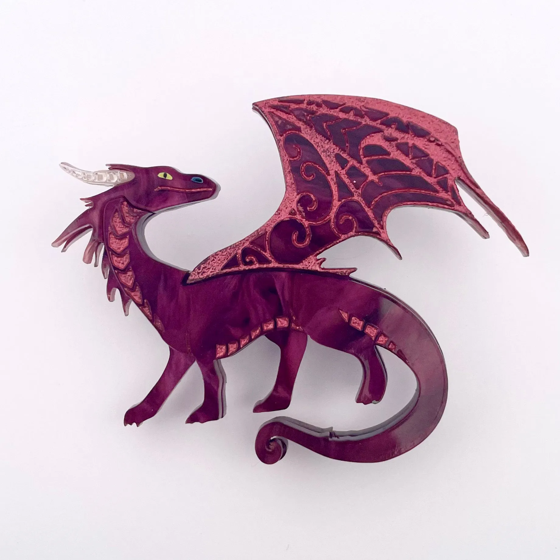 Maroon Dragon - Brooch - Set of 2